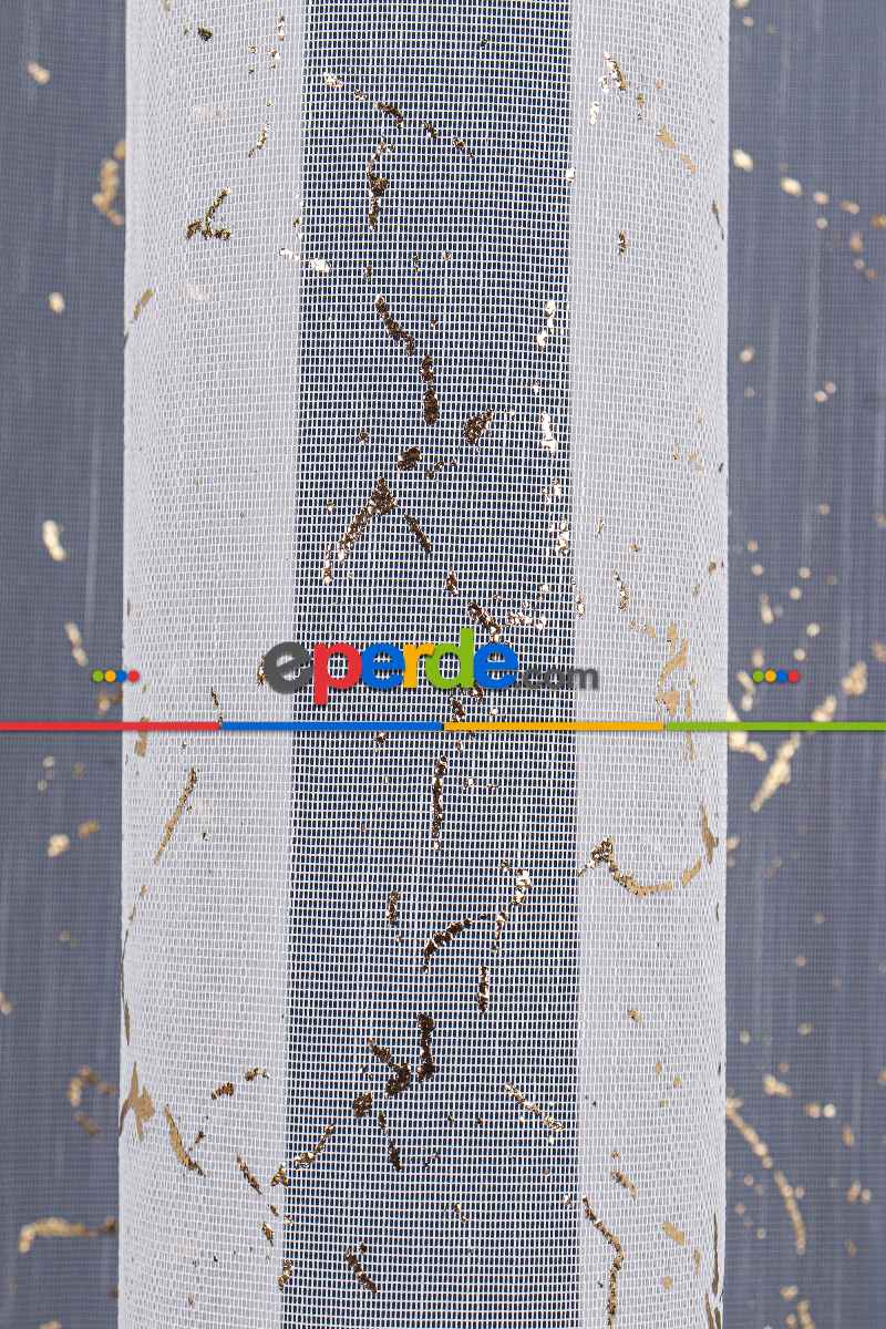 Salon Tül - Granit Dijital Baskılı Tül Perde Ekru-gold