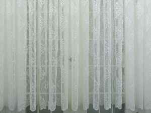 Damask Desenli Dantel Tül Perde- Ekru