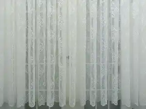 Damask Desenli Dantel Tül Perde- Ekru