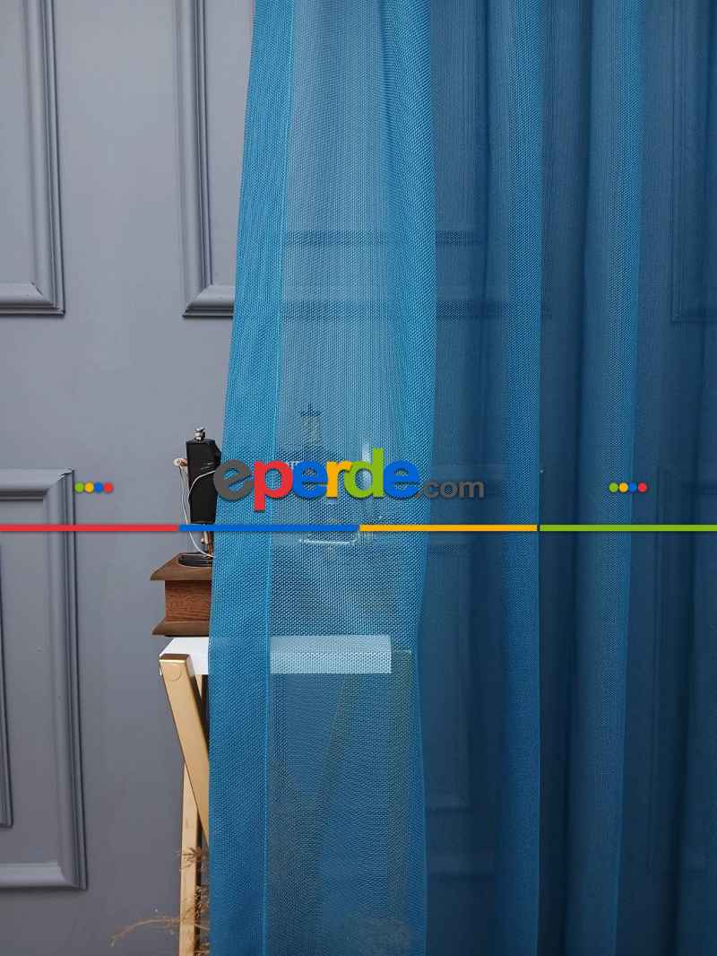 Taç Cemre Düz Örme Petrol Kırışmaz Ütü İstemez Tül Perde