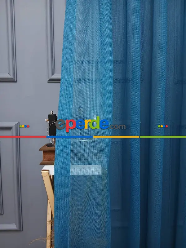 Taç Cemre Düz Örme Petrol Kırışmaz Ütü İstemez Tül Perde