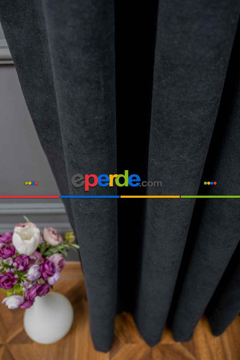 Siyah Düz Fon Perde En Dökümlü Fon Perde