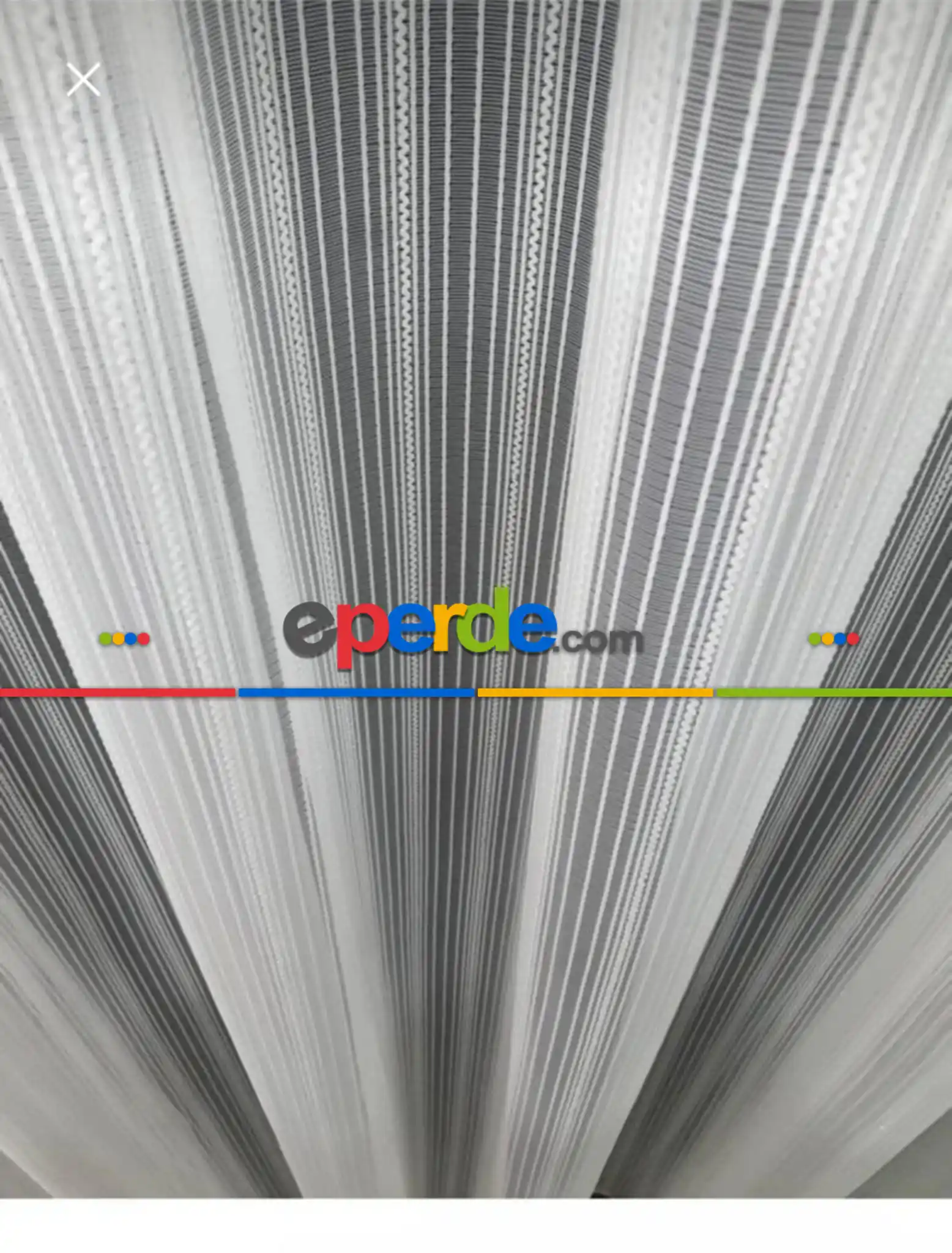 Salon - Brillant Düz Çizgili Simli Sakallı Lüxs Tül Perde