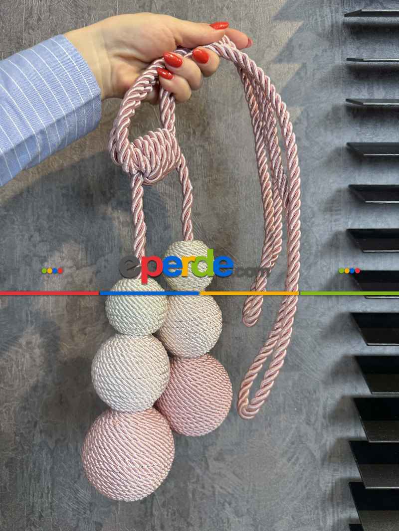 Pembe Ekru Braçol Perde Bağı