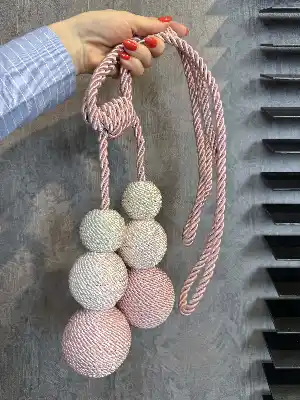 Pembe Ekru Braçol Perde Bağı