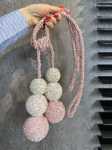 Pembe Ekru Braçol Perde Bağı