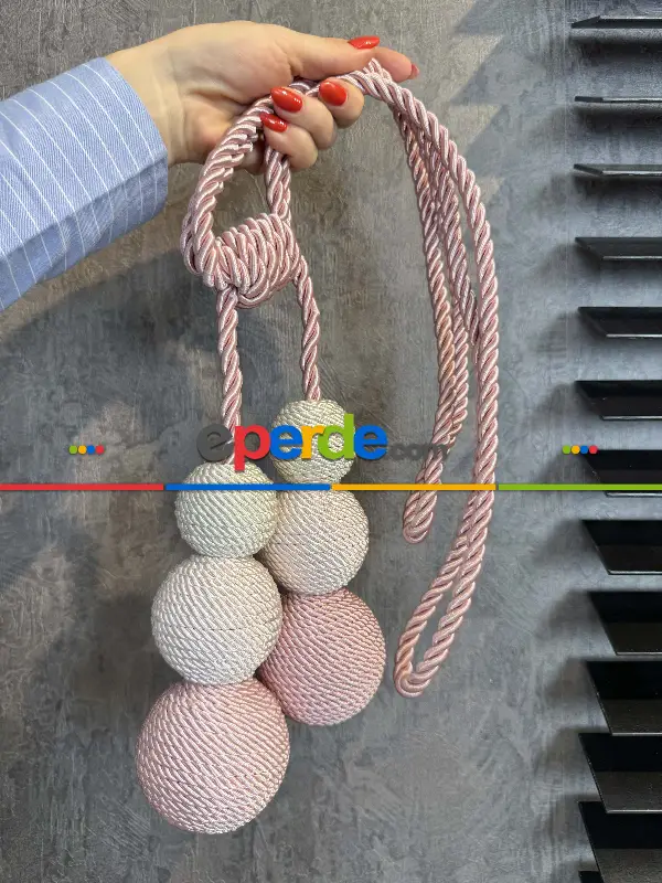 Pembe Ekru Braçol Perde Bağı