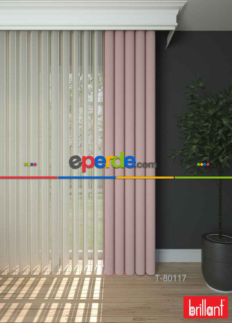 Brillant Akıllı Tül Perde Açık Pembe Renkli Tül Dikey Zebra Perde Düz 1. Kalite