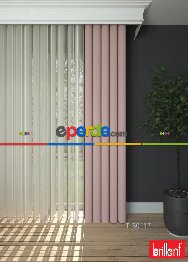 Brillant Akıllı Tül Perde Açık Pembe Renkli Tül Dikey Zebra Perde Düz 1. Kalite