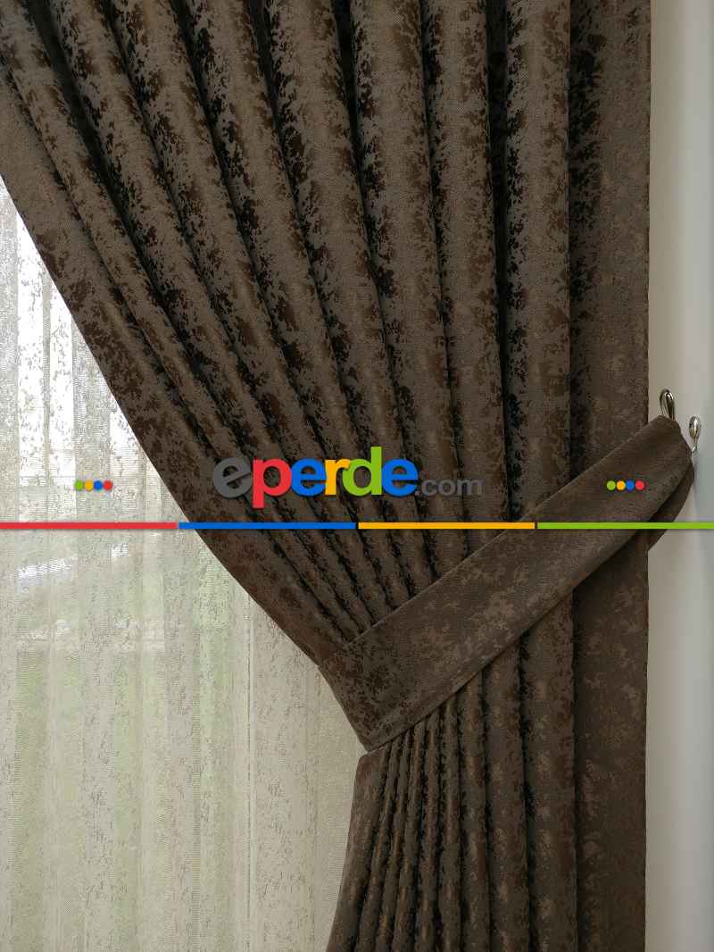 Açık Kahve Duz Jakar Fon Perde (150)- Kahve Açık