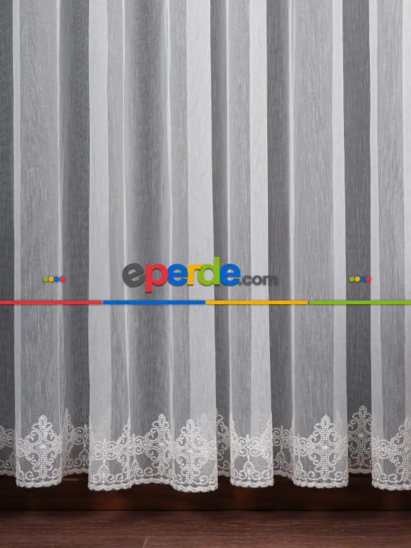 Etek Ucu Nakış İşlemeli Tül Perde