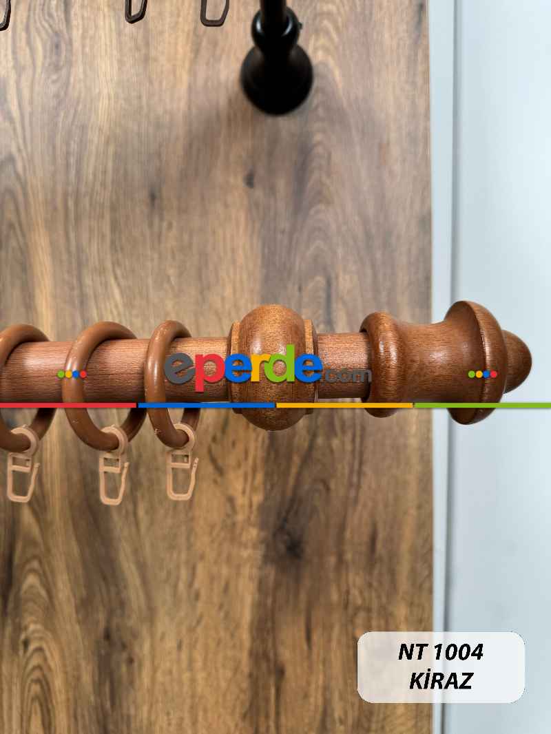 Kiraz Meşe Raylı Veya Raysız Plastik Halkalı Rustik Perde Askısı