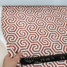 Salon Fon - Geometrik Sarmal Desenli Fon Perde Evm1128 Kumaşı Kalındır Duck Bezi Değildir- Beyaz