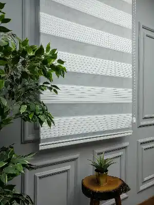 2021 Sezonu - Zebra Perde - Geniş Plise Zebra Perde- Beyaz