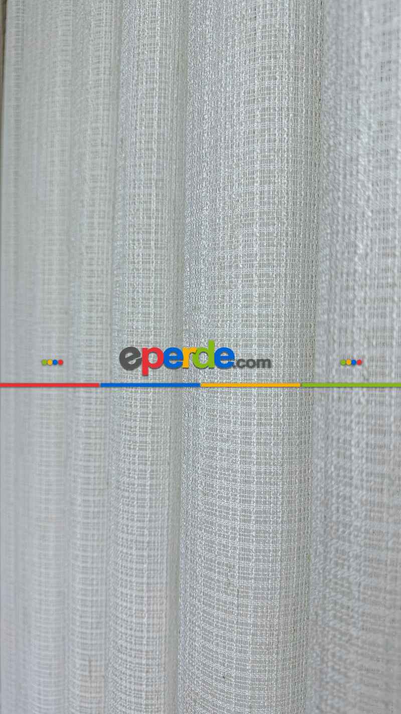 Ekru Özel Dokuma, Özel İplik Keten Düz Tül Perde - Ağır Gramajlı Premium