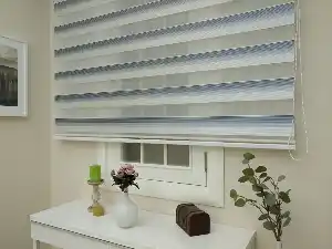 Zebra Perde - Micro Pilise - Degrade Renk Geçişli Zebra Perde- Mavi Doymamış-mavi Grimsi-ekru
