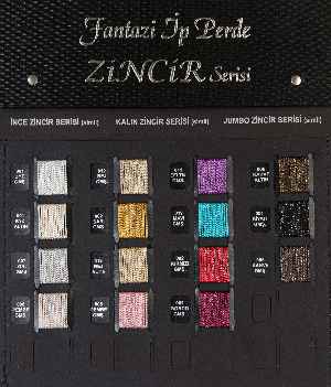 Kalın Zincir Serisi İp Perde Beyaz Altın- Beyaz-altın Simli