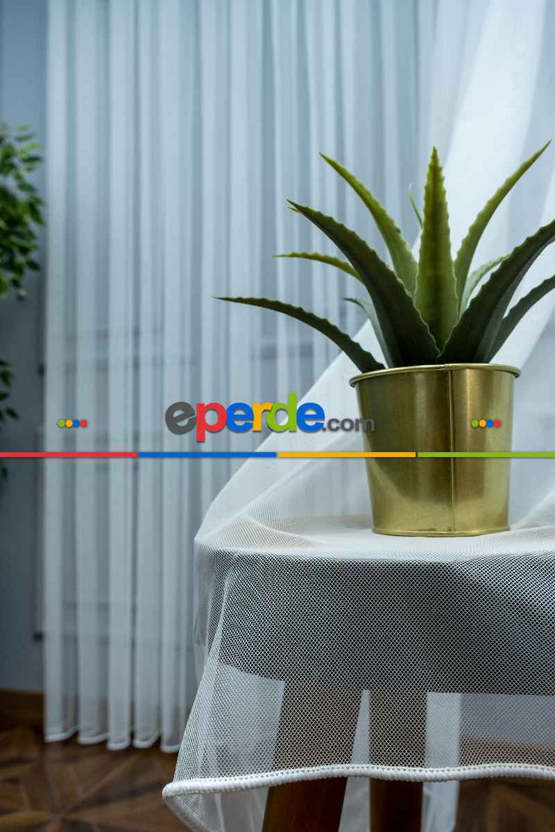 Oturma Odası - Grek Tül Düz Zemin - Ekru