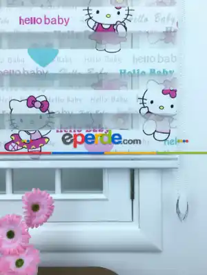 Çocuk Odası - Hello Baby Kız Çocuk Dijital Baskılı Zebra Perde- Beyaz