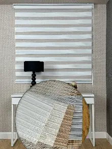 Mutfak Ekru Pliseli Dar Zebra Perde, Standart Metal Kasalı Yüksek Kalite Kornişe Kolay Montaj Seçenekli