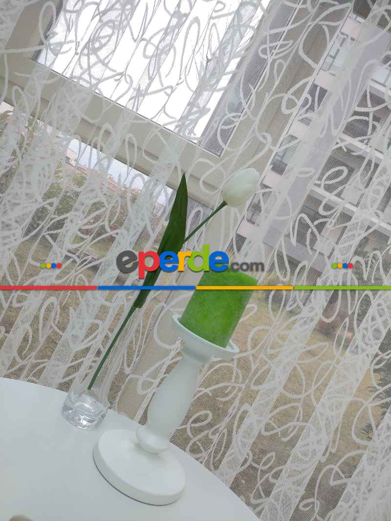 Salon Tül - Fransız Dantel 2021 Tül Perde- Ekru