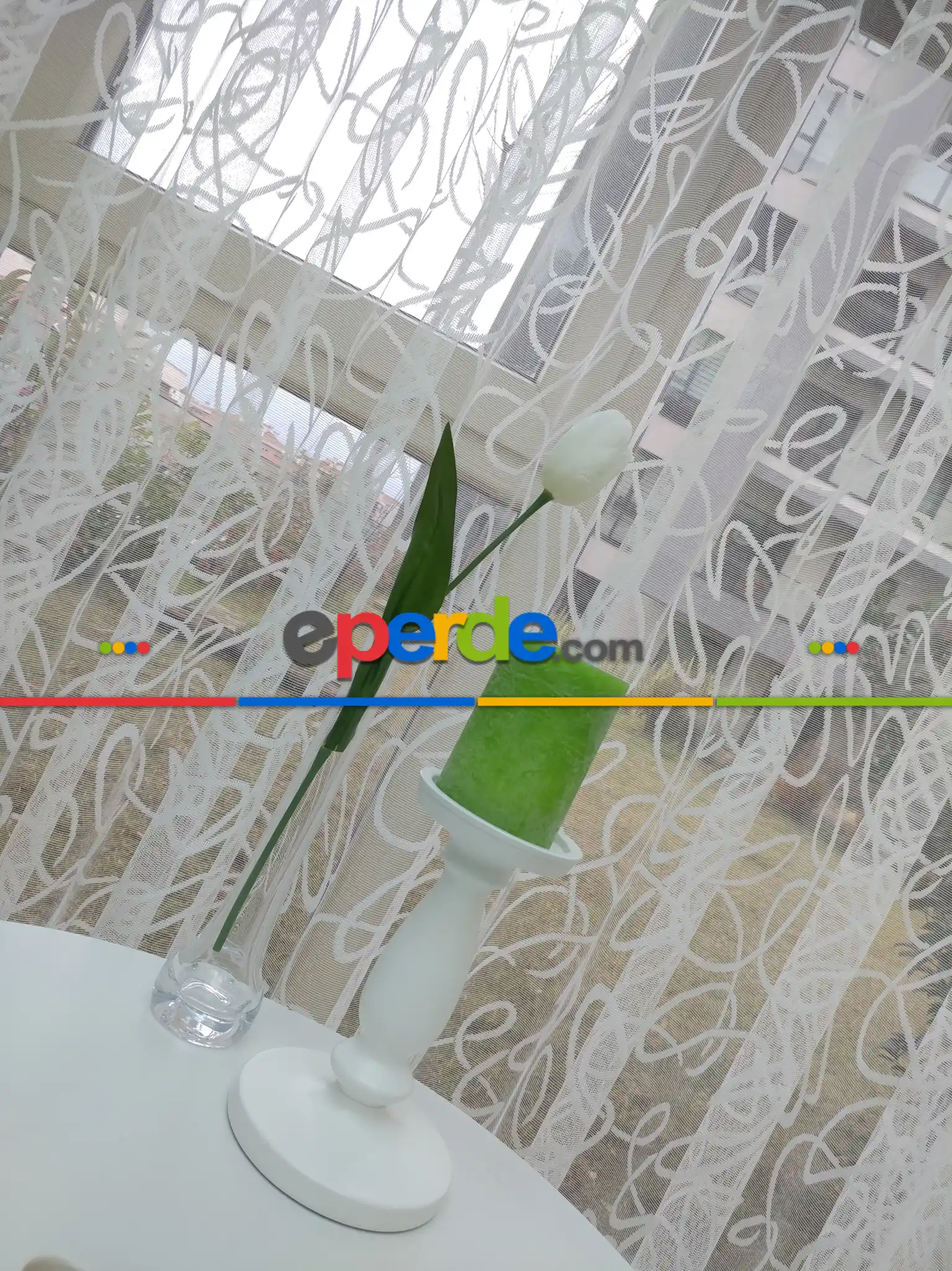 Salon Tül - Fransız Dantel 2021 Tül Perde- Ekru