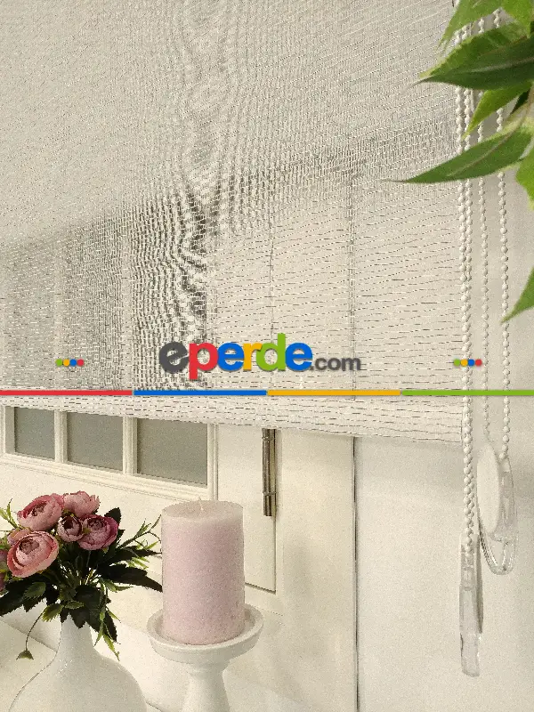 Oturma Odası - Tül Stor Yeni Sezon Elit Boğma Tül Beyaz Gri- Beyaz-gri Açık 214