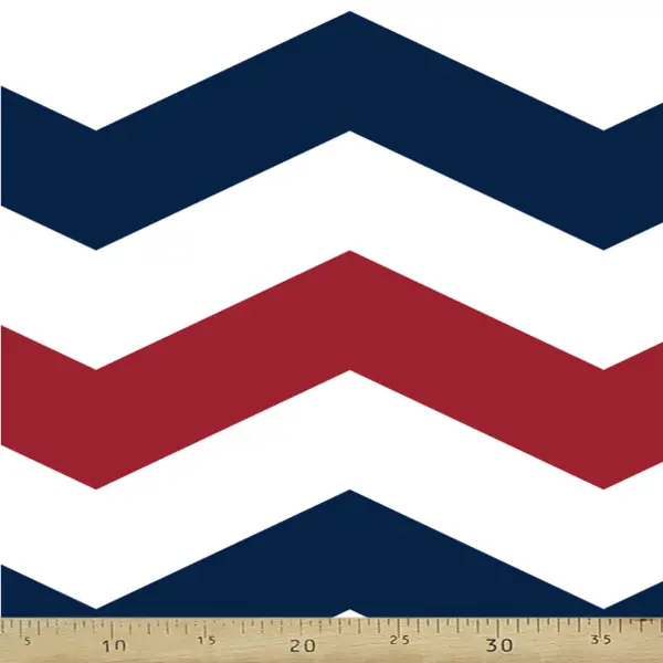 Zigzag Desenli Fon Perde Evm408-5 Kumaşı Kalındır Duck Bezi Değildir- Lacivert-Kırmızı-Beyaz