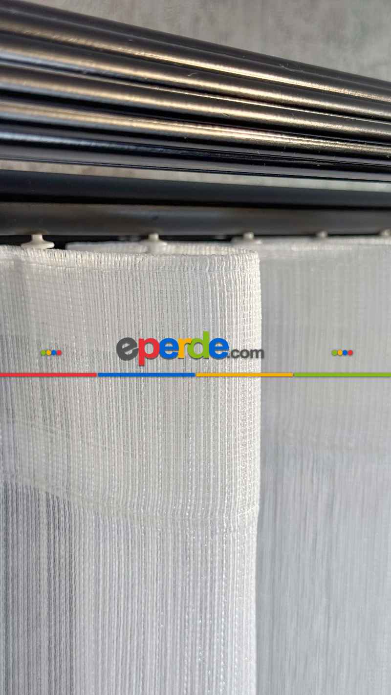 Vakko Simli Zincir Çizgili Tül Perde, Premium Seri Ağır Gramajlı