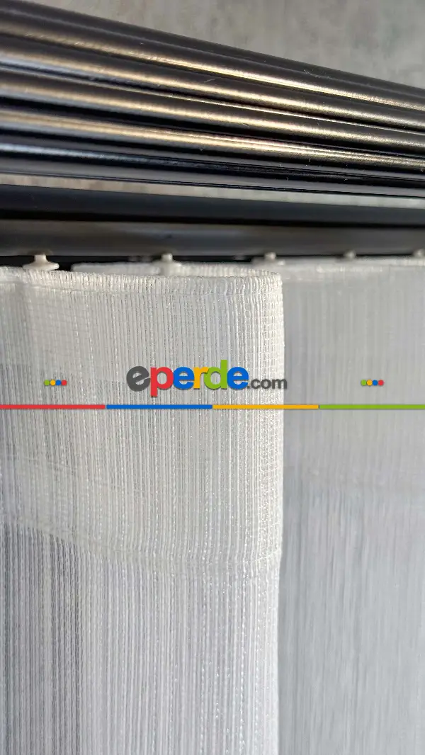 Vakko Simli Zincir Çizgili Tül Perde, Premium Seri Ağır Gramajlı