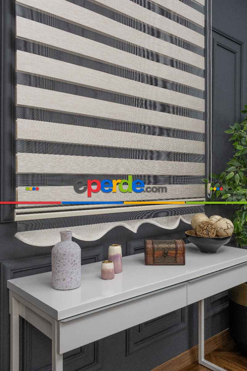 90x200 Hazır Krem Bambu Zebra Perde