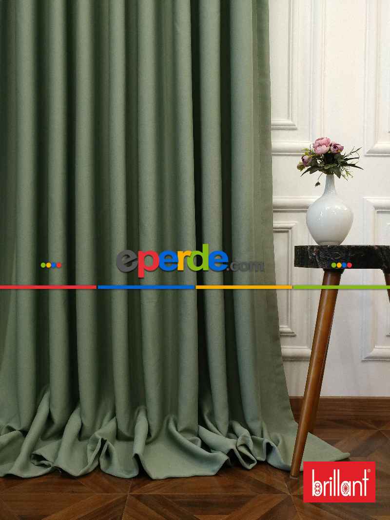 %90 Brillant Karartma Blackout Su Yeşili Renk Fon Perde- Su Yeşili