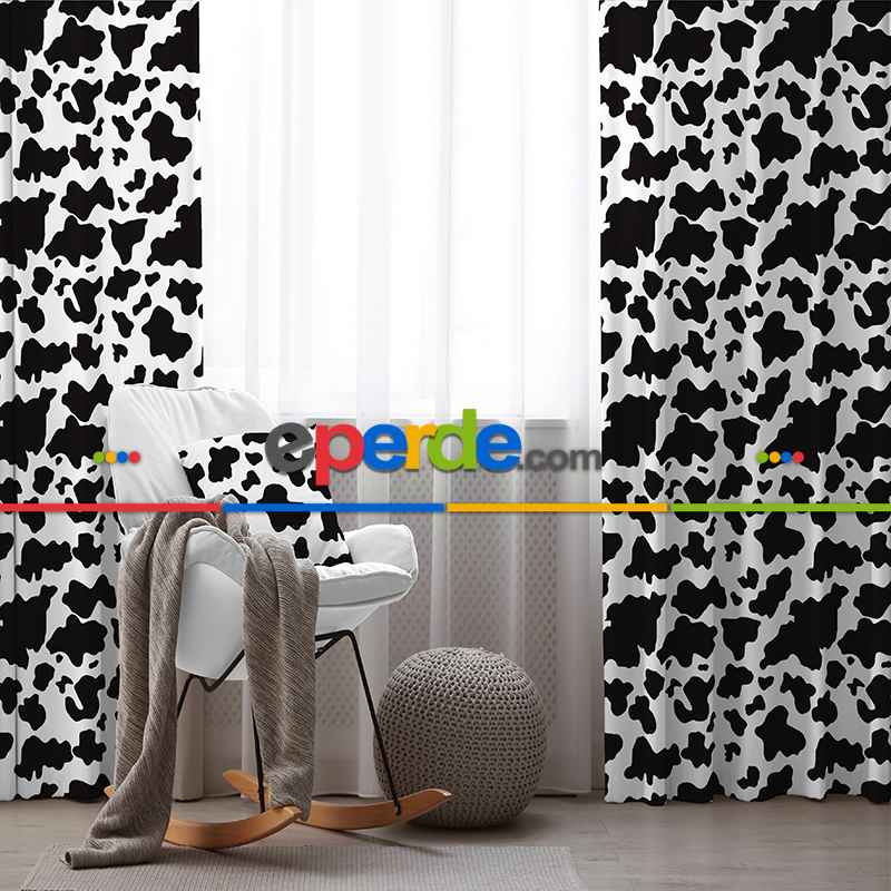 Benek Desenli Fon Perde Evim285-6 Kumaşı Kalındır Duck Bezi Değildir- Mavi-beyaz