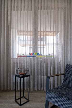 Fırsat Ürünü!! Hazır Ölçülü Keten İplik Efektli Sütlü Kahve Tül Perde