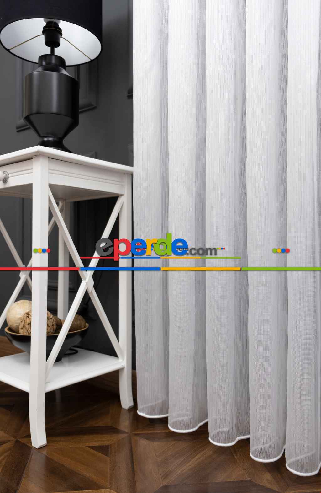 %55 İndirim!! Hazır Ölçülü Sık Pileli Gümüş Simli Tül Çizgili Düz Tül Perde - Ütü İstemez - Kurşunlu Tül