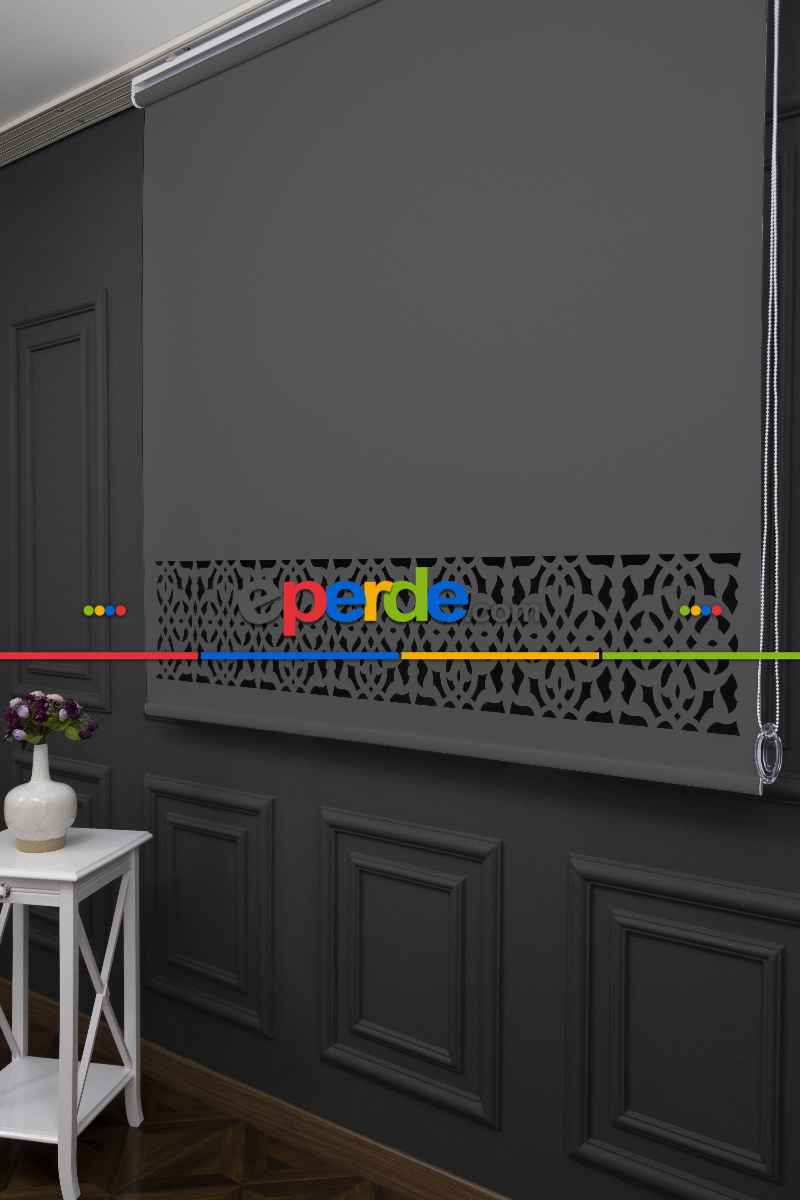 Koyu Gri Renk Lazer Kesim Mat Stor Perde (ister Düz - İster Lazer Kesimli Satın Alın)