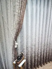 Mutfak - Kahverengi-vizon Püskürtme Tül Fon Perde