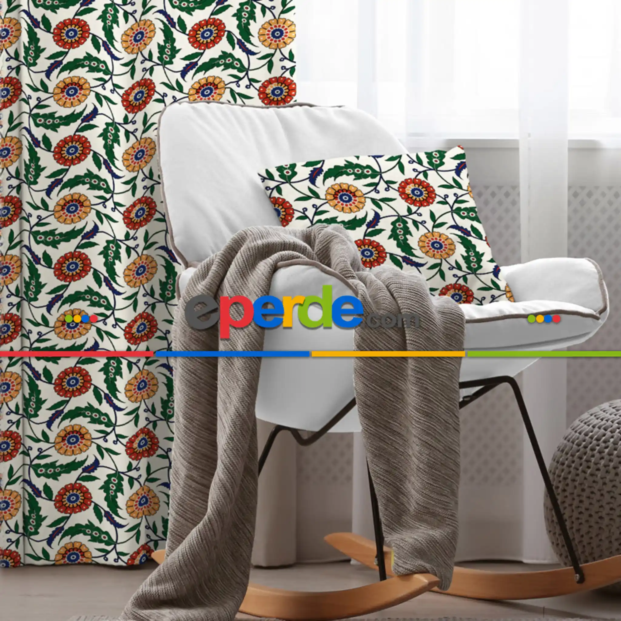 Çiçekli Fon Perde Evim2033-1 Kumaşı Kalındır Duck Bezi Değildir