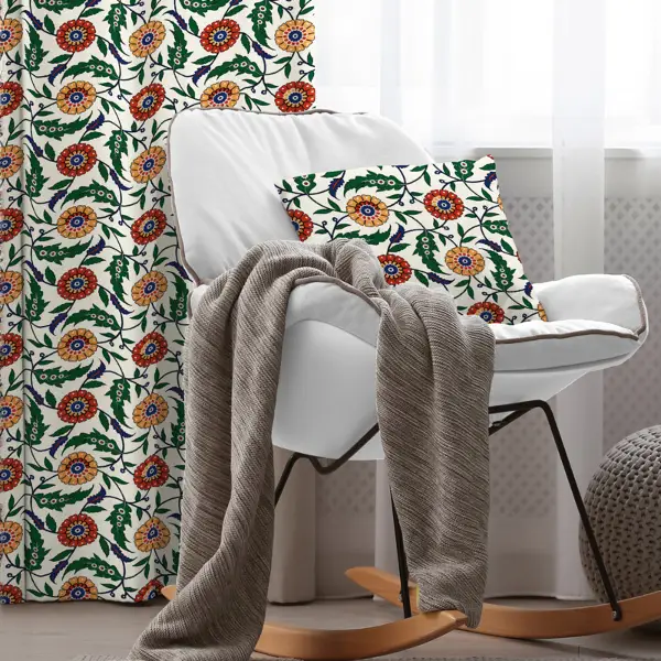 Çiçekli Fon Perde Evim2033-1 Kumaşı Kalındır Duck Bezi Değildir