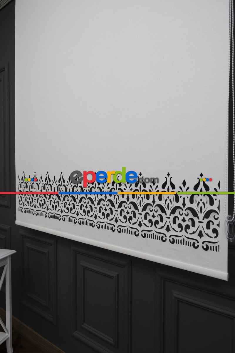 Ekru Renk Lazer Kesim Mat Stor Perde (ister Düz - İster Lazer Kesimli Satın Alın)