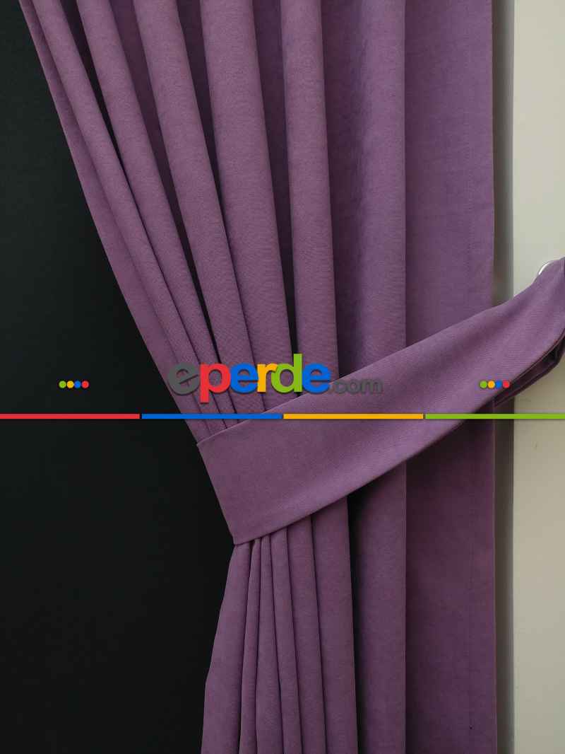 Düz Renk Dökümlü Fon Perde (150)- Lila