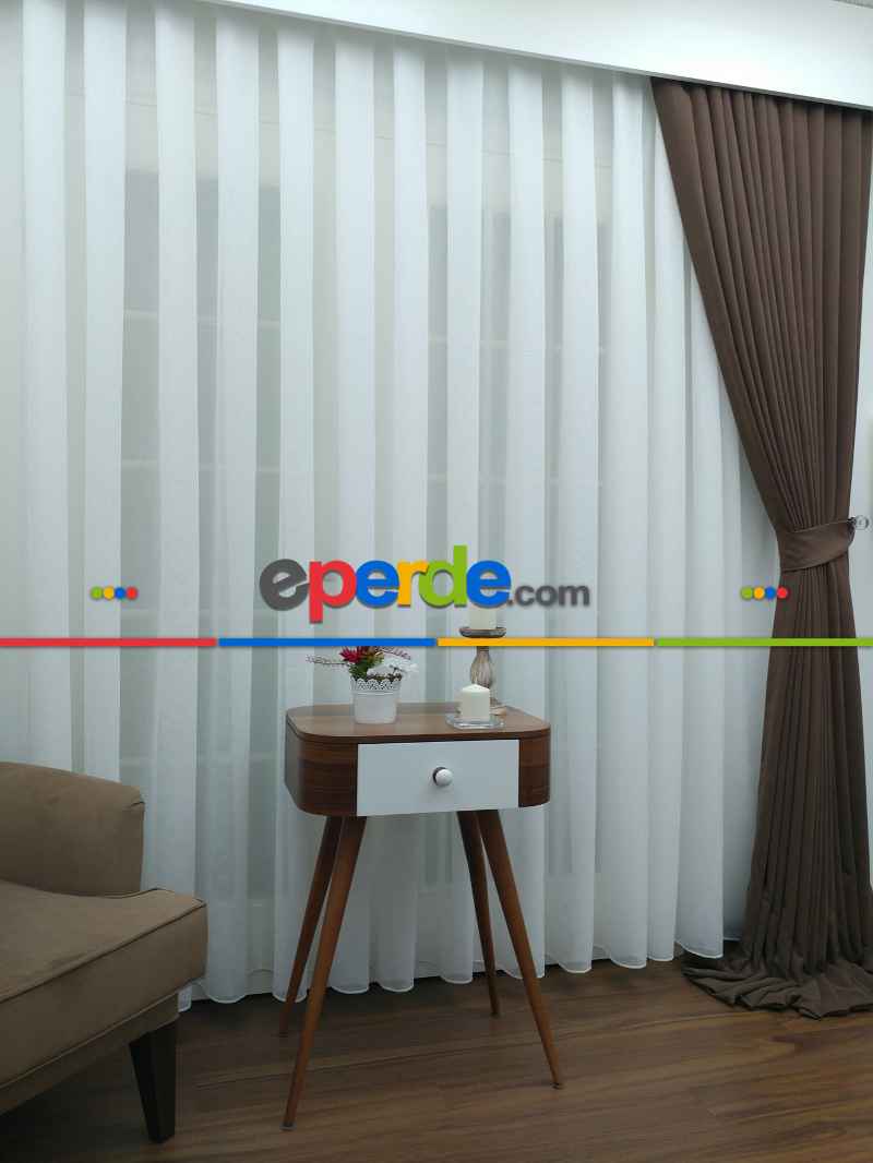 Mutfak - Ekru ( Beyaza Yakın ) - Keten Tül Perde- Beyaz-ekru