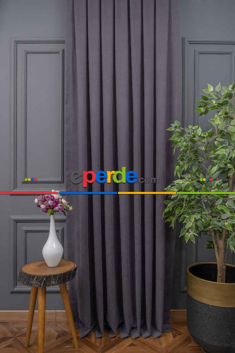 Atirasit Gri Düz Fon Perde Dökümlü Fon Perde