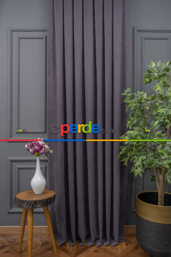 Atirasit Gri Düz Fon Perde Dökümlü Fon Perde