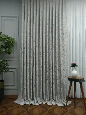 Salon Perdesi - 2021 Sezonu - Jakar Desenli Fon Perde- Gri Açık