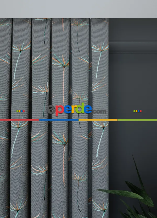 Dökümlü Kumaştan Geniş En Çiçek Desenli Fon Perde 1. Kalite