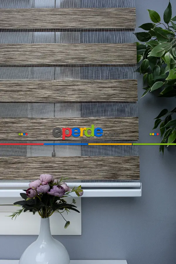 Oturma Odası - Zebra Perde Bambu Kumaş Kahve Rengi A Kalite Zebraperde- Kahverengi