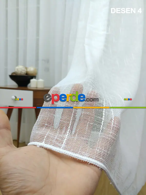 Tül Perde 4 Farklı Desen %35 Extra İndirim Sınırlı Stok 1/3 Sık Pile Seçeneği- Ekru 125cm X 260cm 