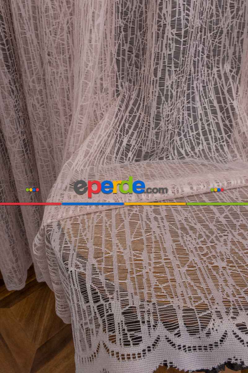 Yeni Tasarım Moda Cam Kırığı Örme Tül Perde Pudra - Pembe