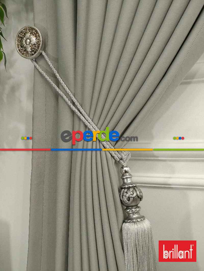 Brillant Karartma Blackout %90 Gri Renk Fon Perde- Gri-füme-antrasit